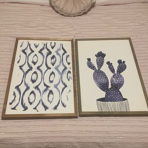 Set of Navy and White wall pictures